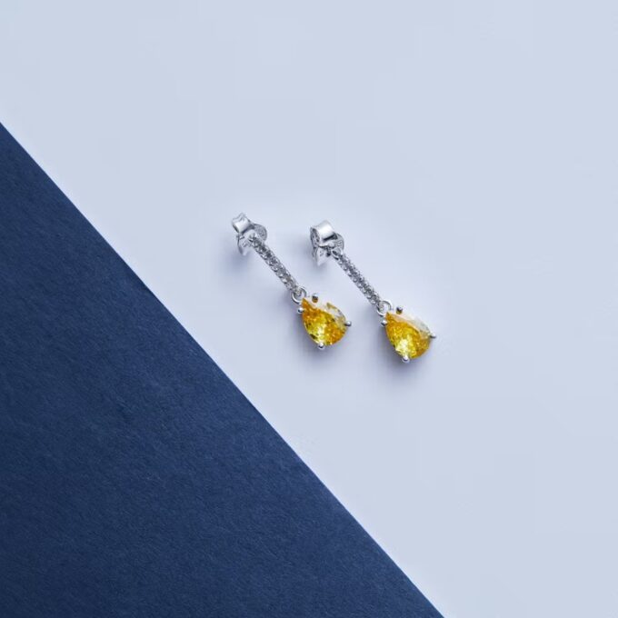 Boucles d'Oreilles Femme Morellato Trésors SAIW196 - Argent 925 avec Pierre Jaune - Fermoir Papillon
