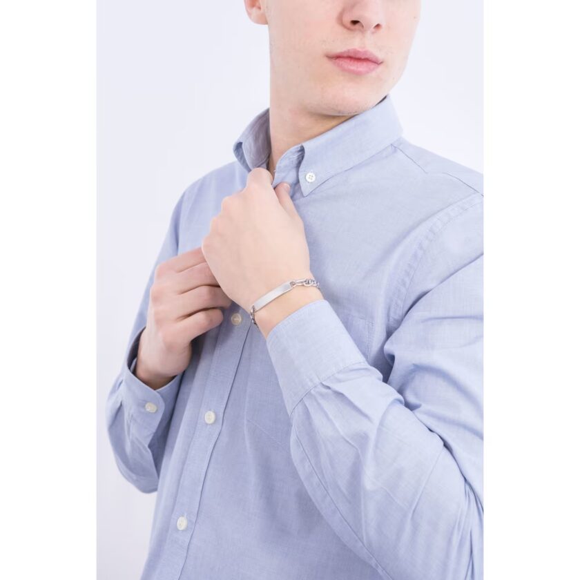 bracelet homme sector saft57 inoxydable avec boucle mousqueton 22 cm en argent