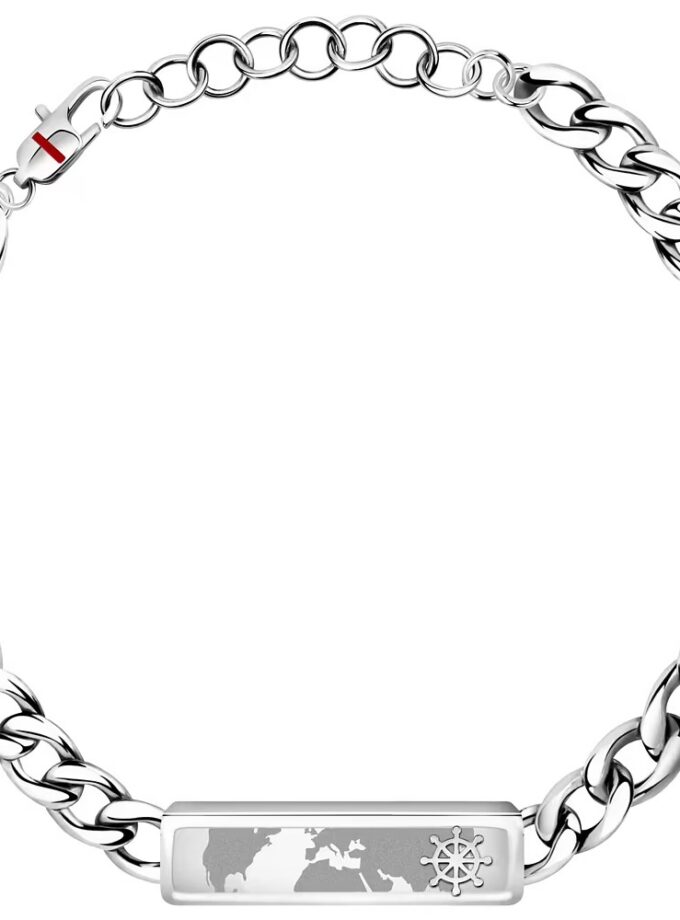 bracelet homme sector marine sagj19 inoxydable avec boucle mousqueton 22 cm en argent