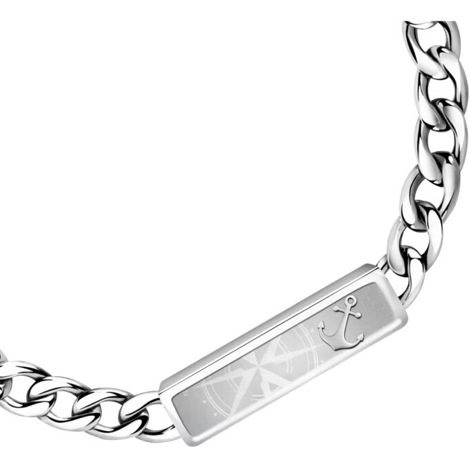 Bracelet Homme Sector Marine SAGJ19 - Inoxydable avec Boucle Mousqueton - 22 cm en Argent