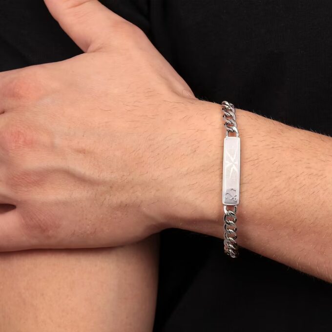 Bracelet Homme Sector Marine SAGJ19 - Inoxydable avec Boucle Mousqueton - 22 cm en Argent