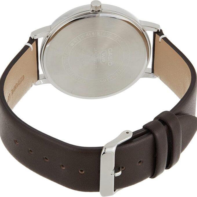 Montre Analogique Casio MTP-B105L-2AVDF - Homme - Cadran Bleu, Index Luminescents, Date, Étanche 50m - Boîtier Acier Inoxydable - Bracelet Cuir Noir - MTP-B105L-2AVDF