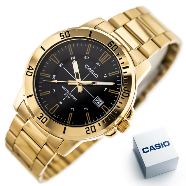 Montre Casio MTP-VD01G-1CVUDF - Homme - Quartz, Résistance à lEau 50m, Verre Minéral, Cadran Noir - Acier Inoxydable - Argent - MTP-VD01G-1CVUDF