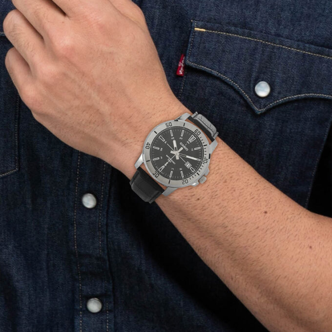 Montre - Casio - Homme - Cadran Noir, Bracelet Cuir, Style Classique, Résistante à l’Eau - Cuir - Noir - MTP-VD01L-1CVUDF