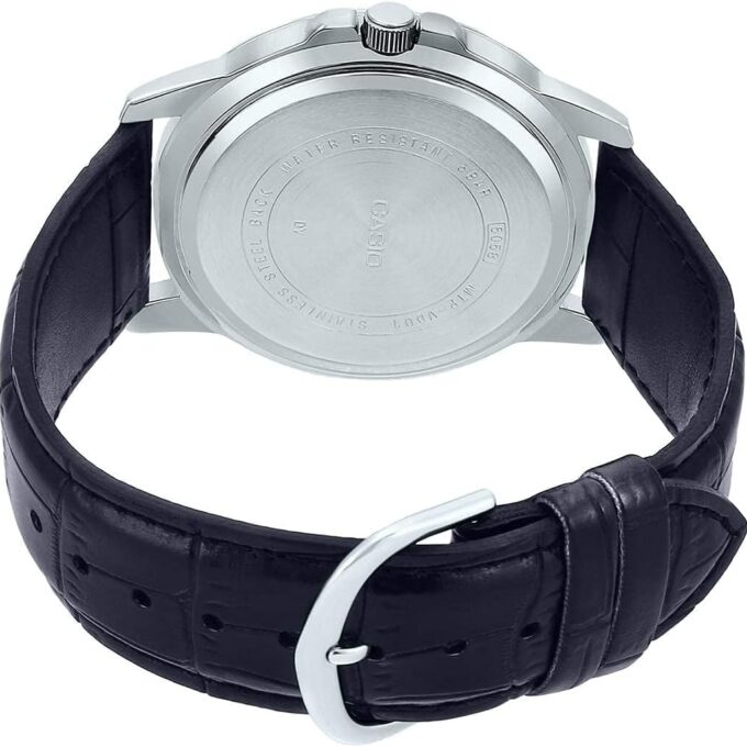 Montre - Casio - Homme - Cadran Noir, Bracelet Cuir, Style Classique, Résistante à l’Eau - Cuir - Noir - MTP-VD01L-1CVUDF