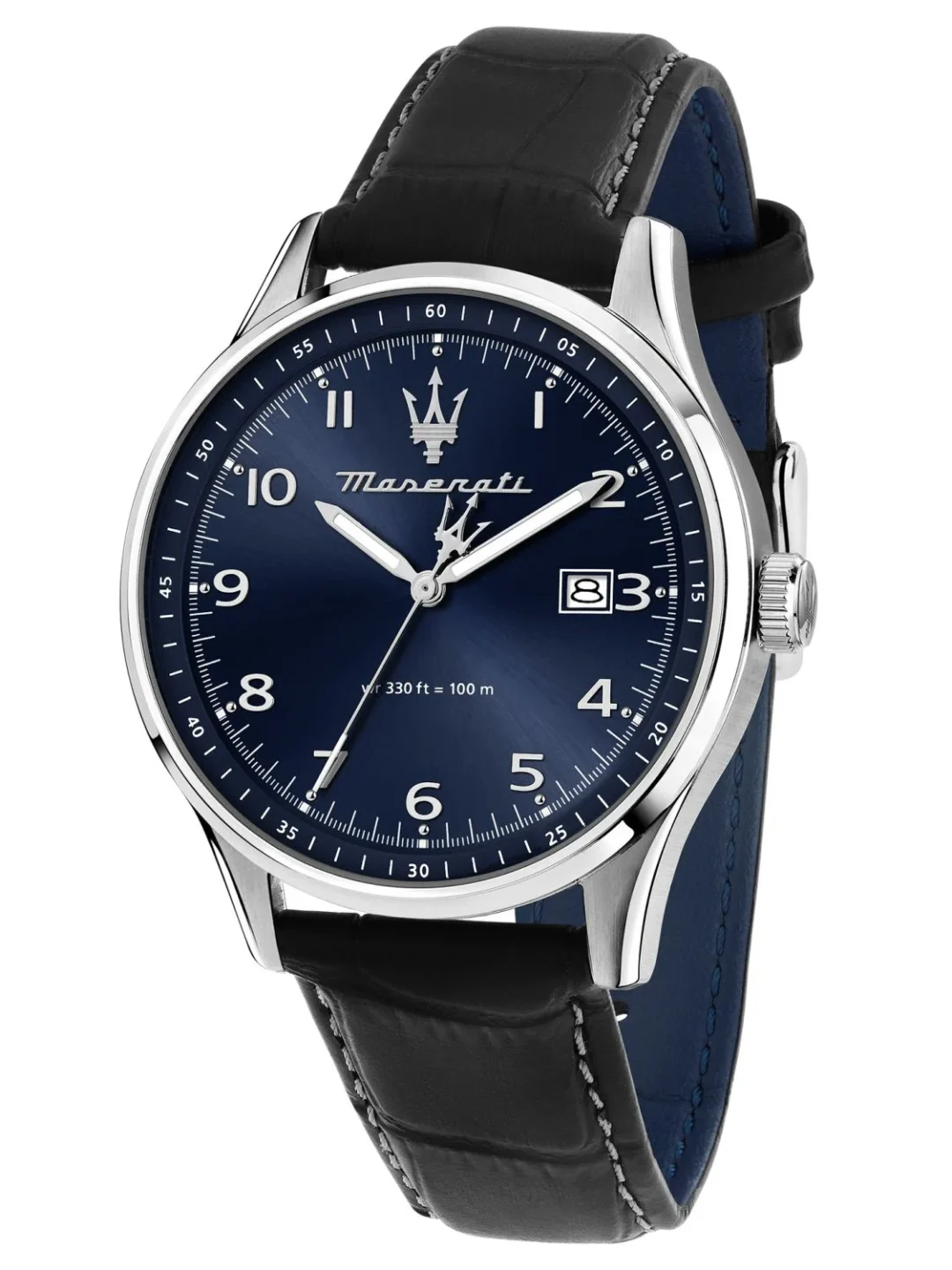 aiwatch_R8851124003 - Montre Maserati Sorpasso – R8851124003 – Boîtier Inox 42 mm – Mouvement Miyota – Bracelet en Cuir – Cristal Minéral – Résistante à l'Eau 10 ATM (Adaptée à la Natation) – Garantie 2 Ans.