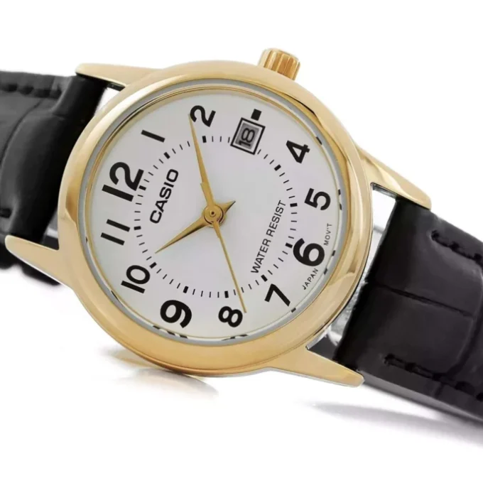 Montre Femme Casio - Style Chic Classique, Cadran Doré, Bracelet Cuir - Doré - LTP-V002GL-7BUDF