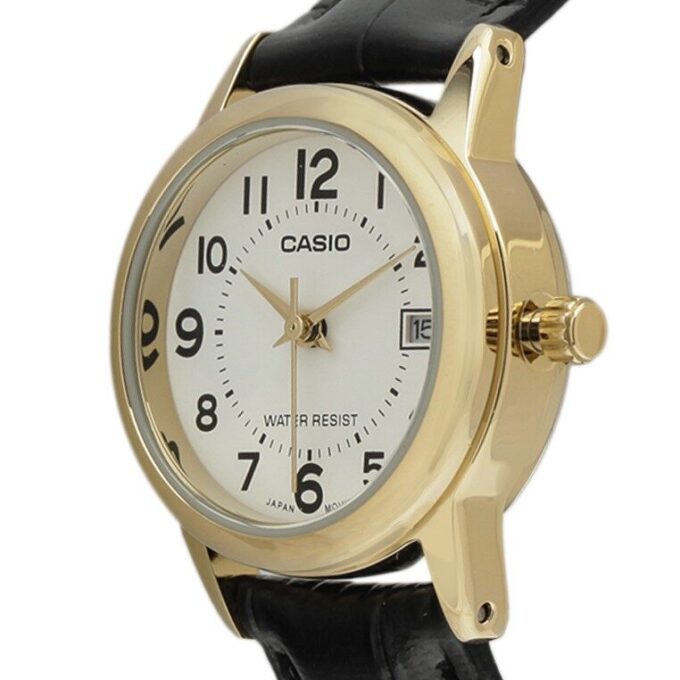 aiwatch_LTP-V002GL-7BUDF - Montre Femme Casio LTP-V002GL-7BUDF - Style Chic avec Cadran Doré et Bracelet en Cuir