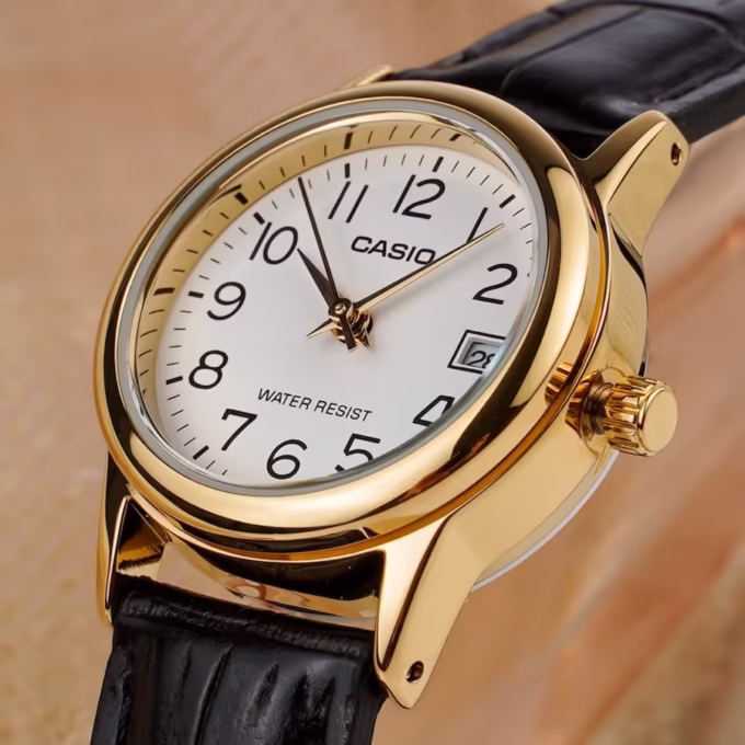 Montre Femme Casio - Style Chic Classique, Cadran Doré, Bracelet Cuir - Doré - LTP-V002GL-7BUDF