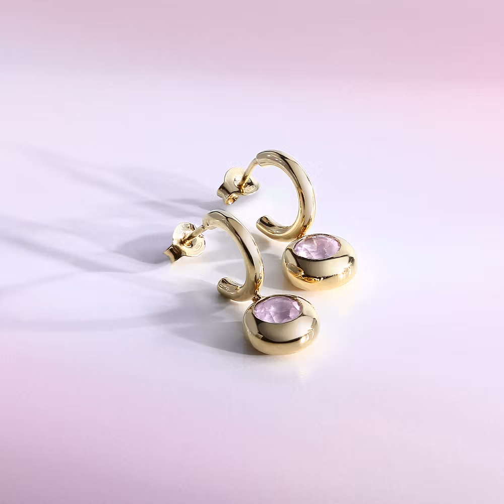 aiwatch_SAXN17 - Boucle d'Oreille en Argent 925/1000 Recyclé avec Quartz Rose - Collection Trésors Éternels - SAXN17