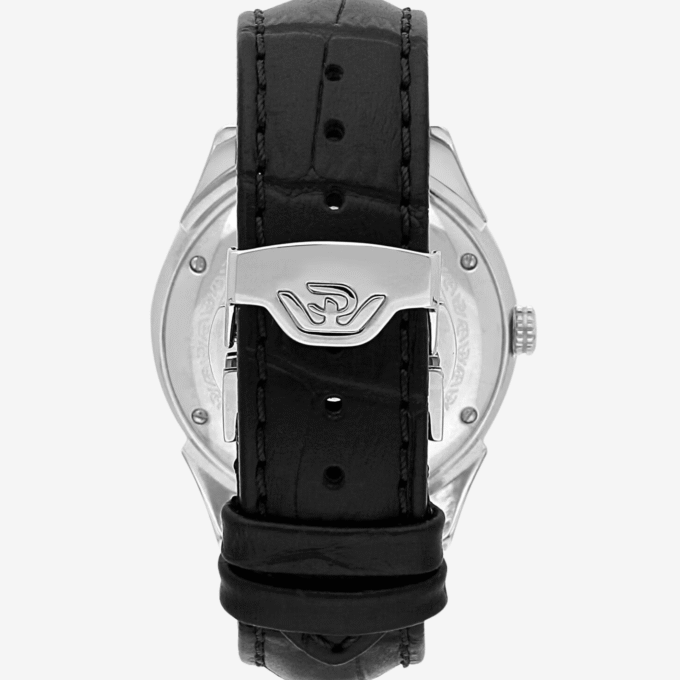 Montre Homme Philip Watch Roma R8221217006 - Automatique, Acier 41 mm, Verre Saphir, Cuir Noir, Étanche 5 ATM. - Verre Saphir
