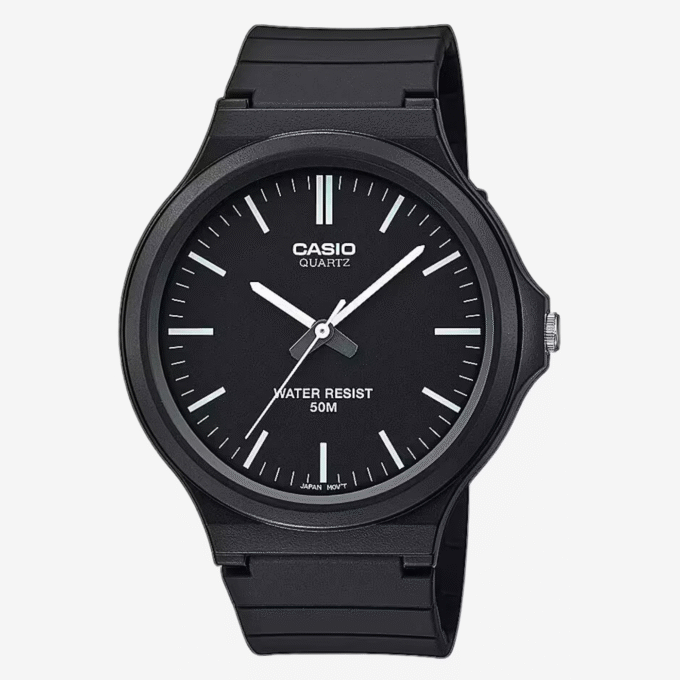 Montre Classique Homme - Casio MW-240-1EVDF - Quartz, Bracelet Résine, Étanche 50m, Cadran Noir - Référence MW-240-1EVDF