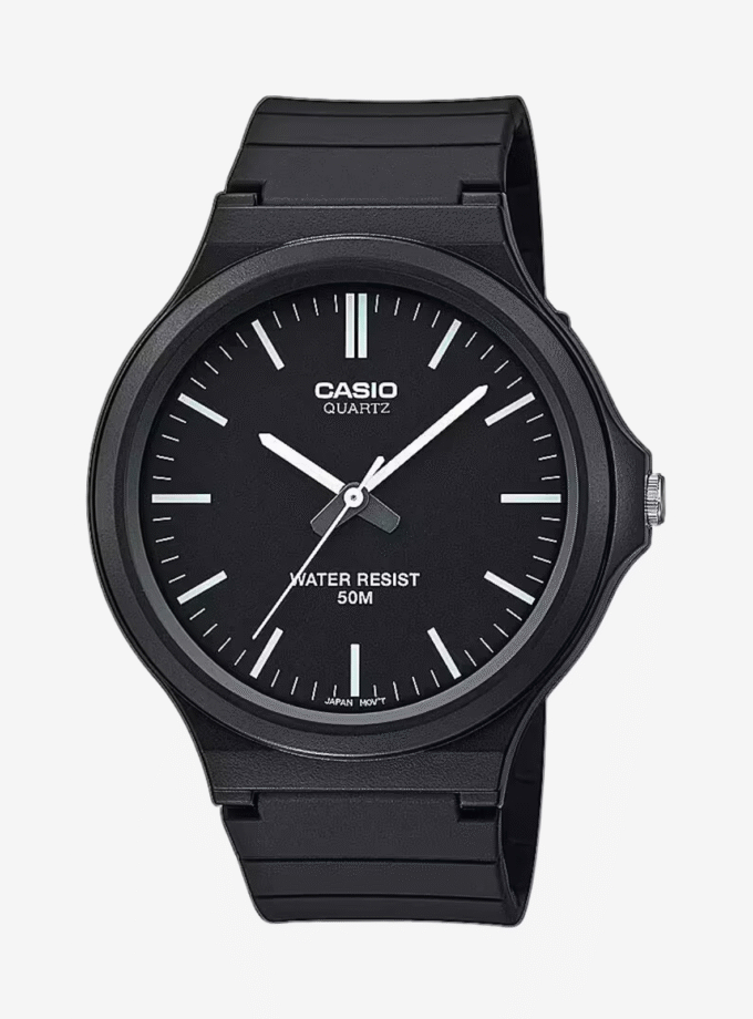 Montre Classique Homme - Casio MW-240-1EVDF - Quartz, Bracelet Résine, Étanche 50m, Cadran Noir - Référence MW-240-1EVDF