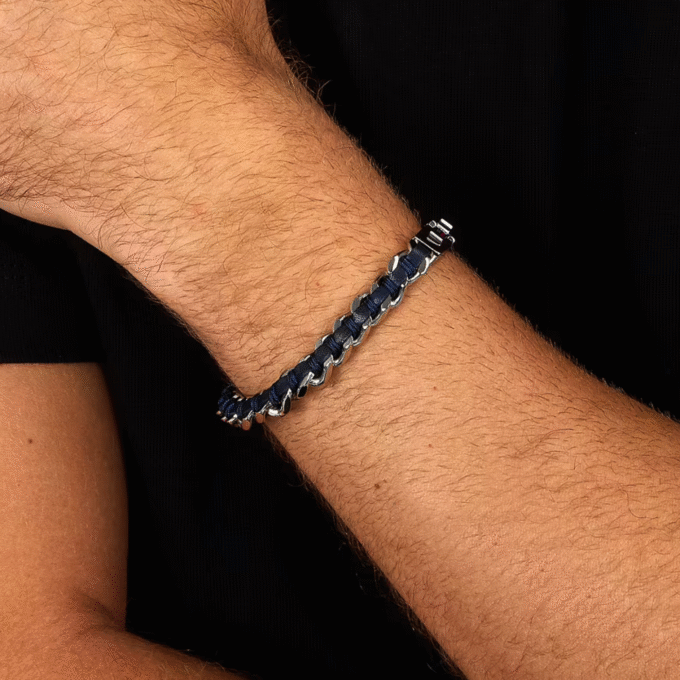 Bijou Élégant pour Hommes - Bracelet Argent avec Émail - SZV125