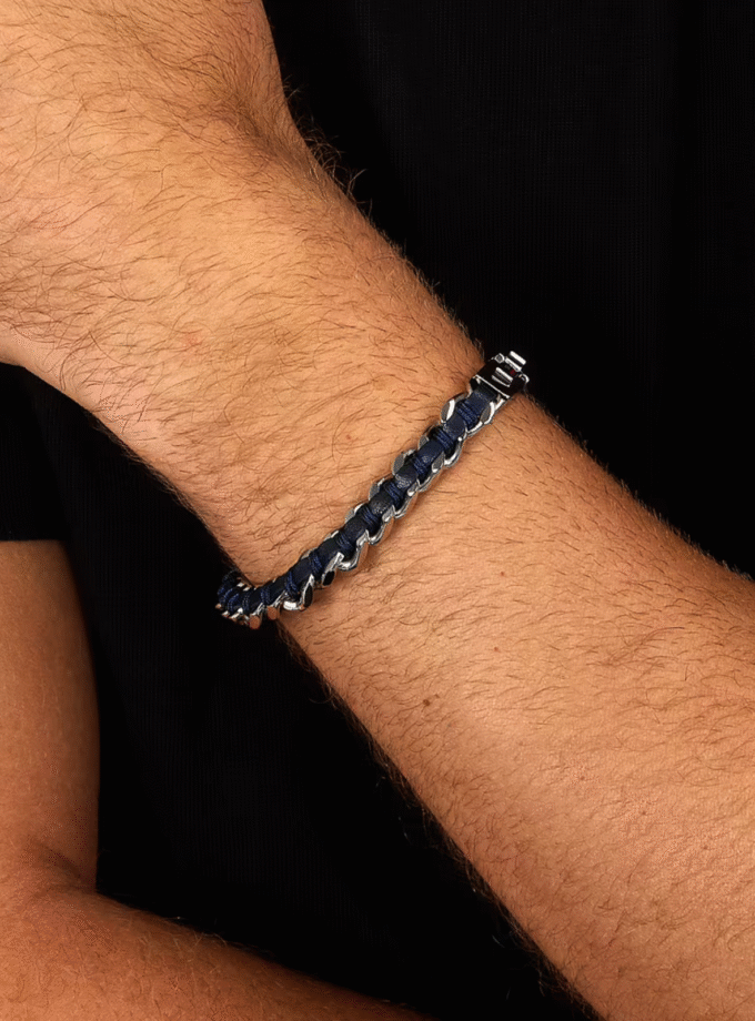 Bijou Élégant pour Hommes - Bracelet Argent avec Émail - SZV125