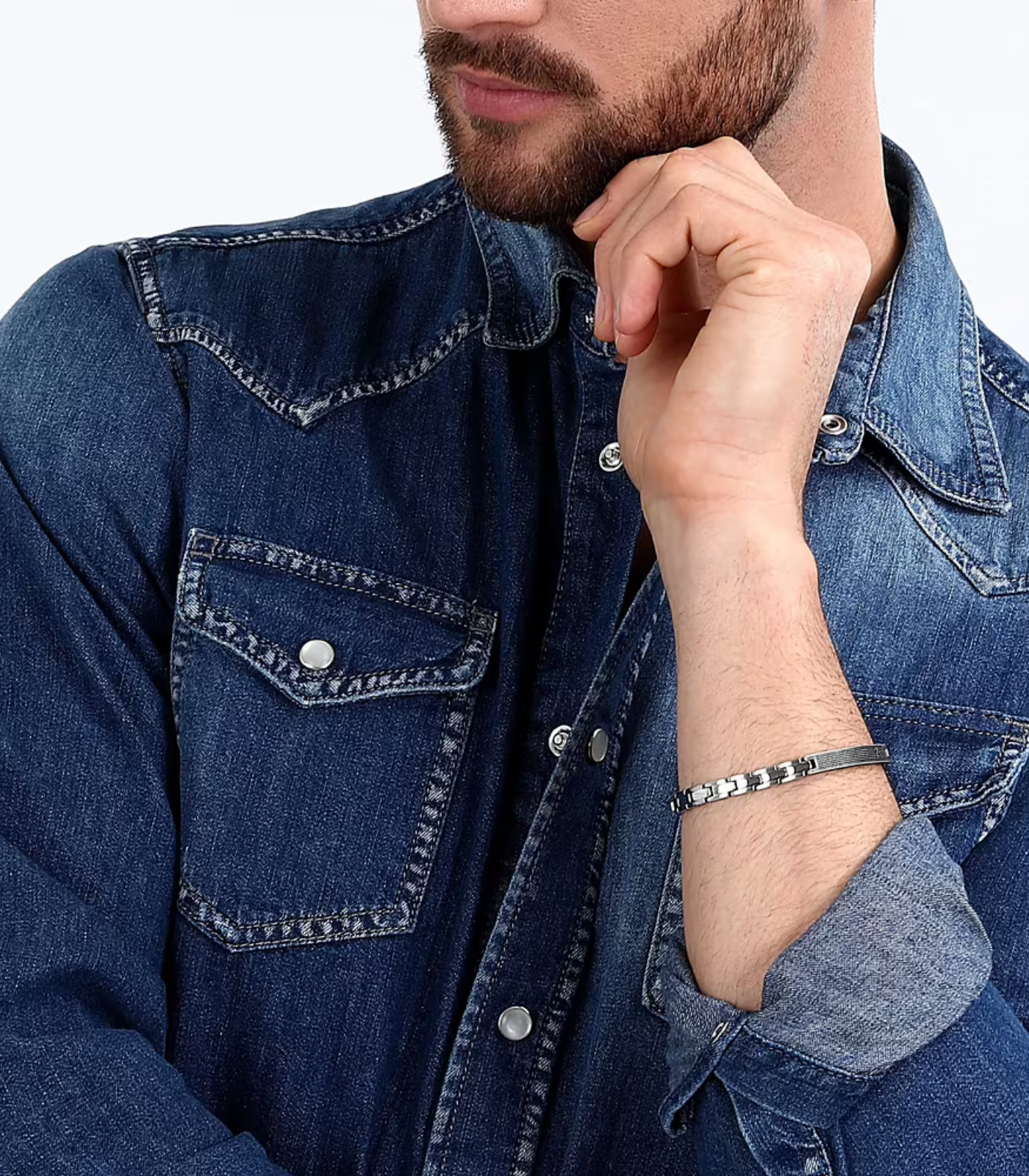 Bracelet Homme en Inoxydable - Modèle Basic SZS88 avec Émail Argenté et Gris