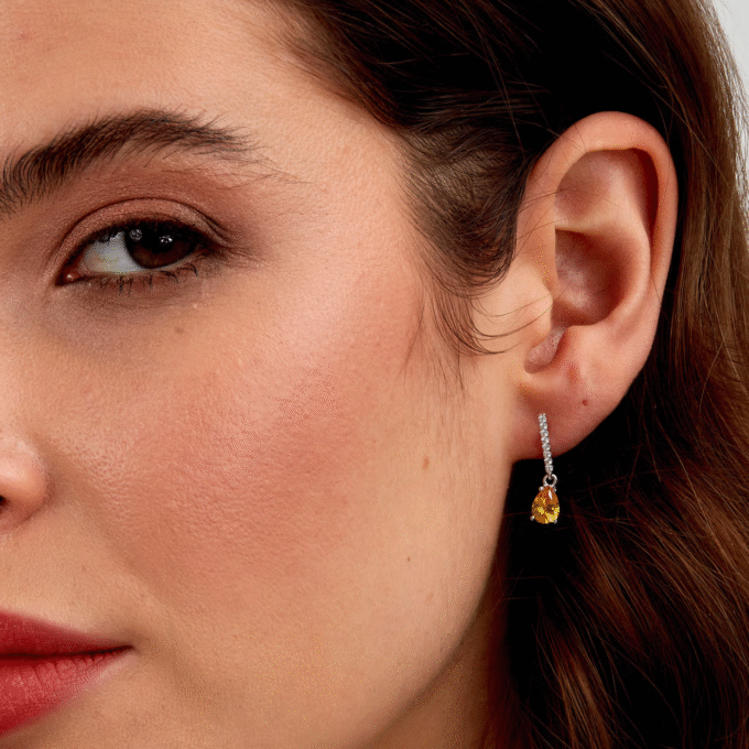 Boucles d'Oreilles Femme Morellato Trésors SAIW196 - Argent 925 avec Pierre Jaune - Fermoir Papillon