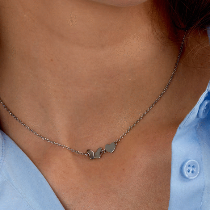 Morellato SAUN32 - Collier en Acier avec Fermoir Mousqueton et Papillon - Design Élégant pour Femme