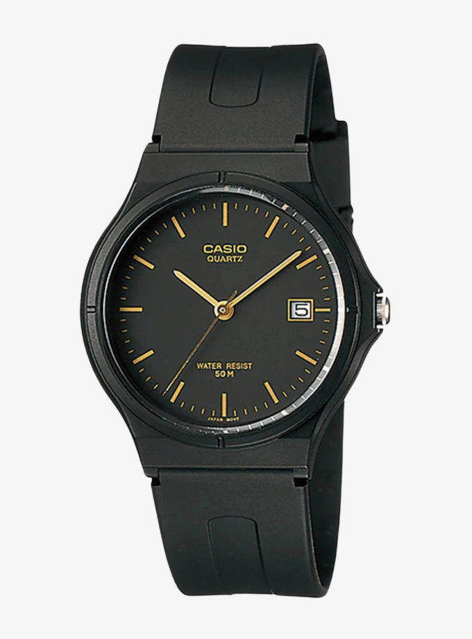 Montre Unisexe CASIO MW-59-1EV – Boîtier Résine Noir 40 mm – Affichage Analogique avec Date – Verre Plexiglas – Bracelet Résine Noir – Étanchéité 5 Bars – Légère et Fonctionnelle pour un Usage Quotidien