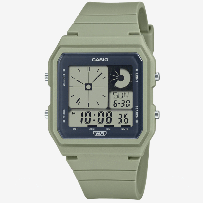 Casio LF-20W-3ADF - Montre Écologique avec Bandes en Résine Bio et Fonctionnalités Pratiques - Éclairage LED et Alarme