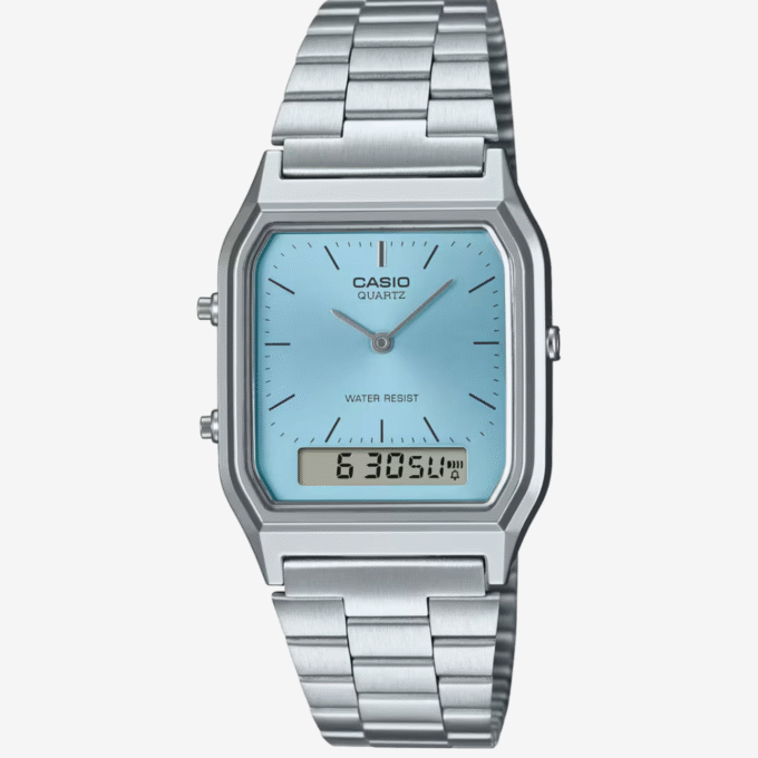 Montre Casio AQ-230A-2A1MQYDF - Design Pratique avec Chronomètre et Alarme Quotidienne - Verre Saphir