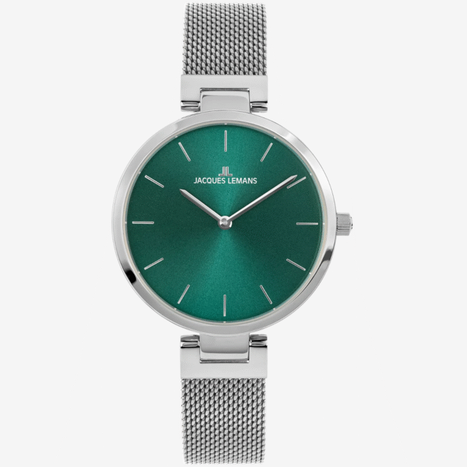 Montre Jacques Lemans 1-2110D - Style Chic pour Femme avec Résistance à l'Eau - Élégance et Précision avec Cadran Vert