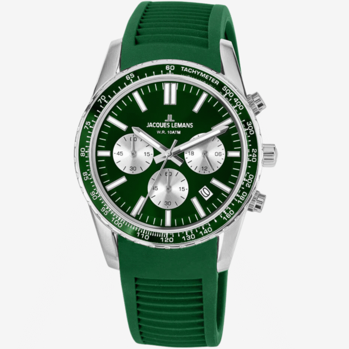 Montre Jacques Lemans 1-2059D - Élégance Sportive avec Cadran Vert Foncé