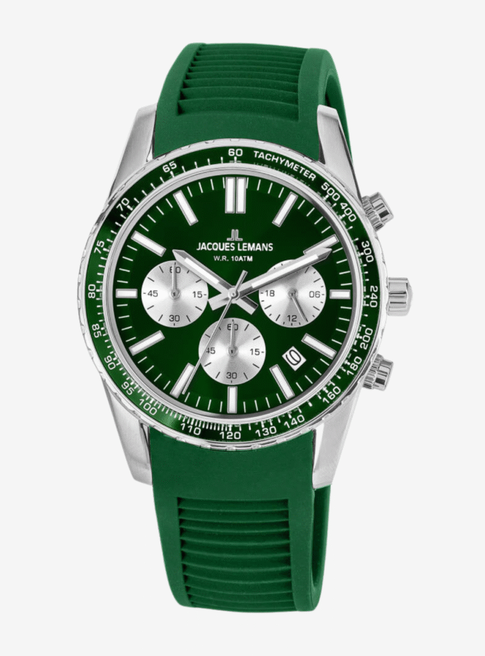 Montre Jacques Lemans 1-2059D - Élégance Sportive avec Cadran Vert Foncé