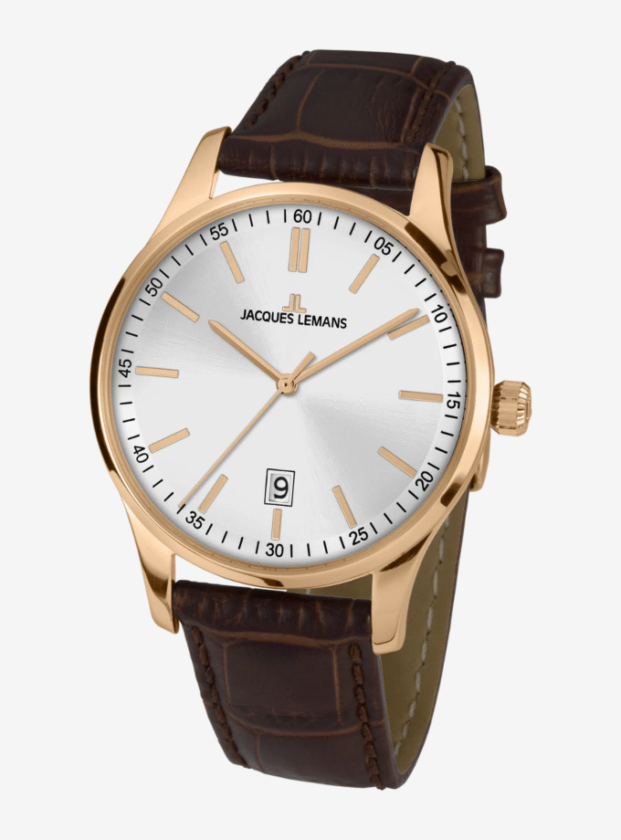 Jacques Lemans Londres 1-2026E - Montre Homme en Acier Inoxydable avec Bracelet en Cuir - Verre Saphir