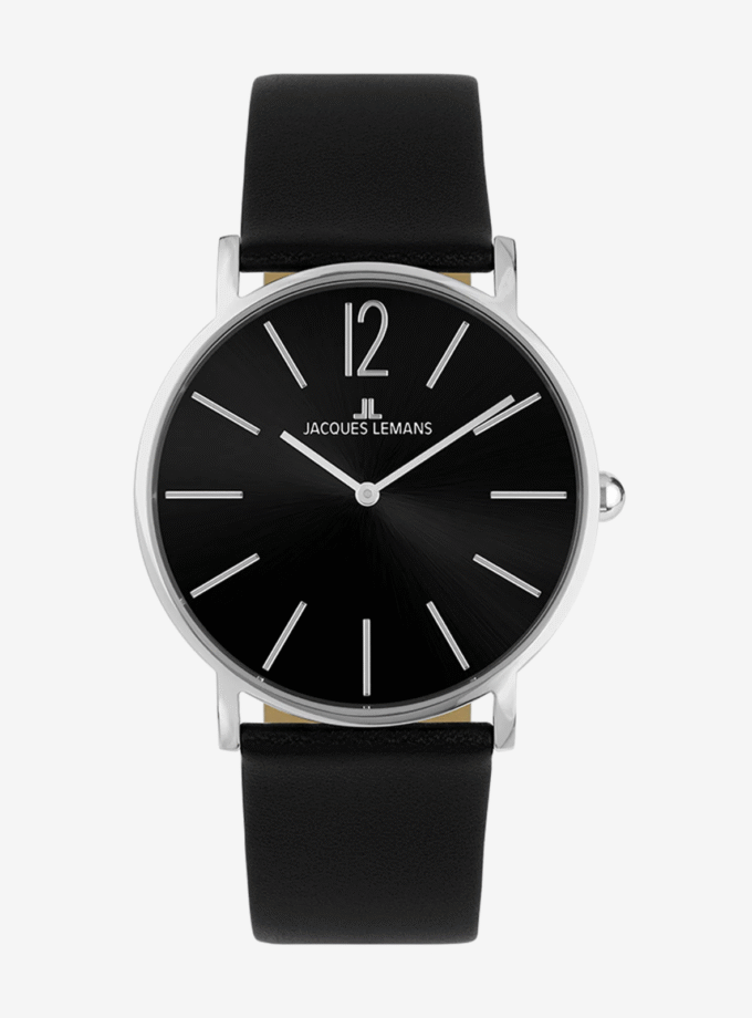 Montre Classique Jacques Lemans 1-2001L - Design Raffiné avec Verre Minéral Trempé avec Cadran Noir