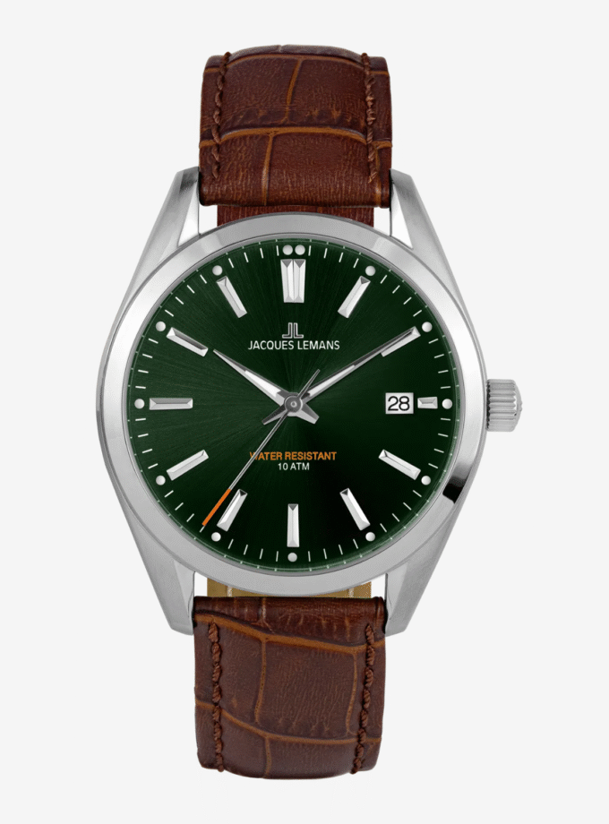 Montre Classique Jacques Lemans - Design Raffiné avec Verre Minéral et Boucle Ardillon - Cadran Vert - 1-1859D
