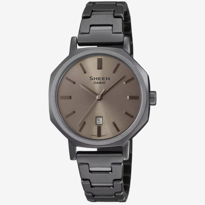 Montre Classique Casio Sheen SHE-4554GY - Design Raffiné avec Verre Saphir et Boucle Déployante - Verre Saphir