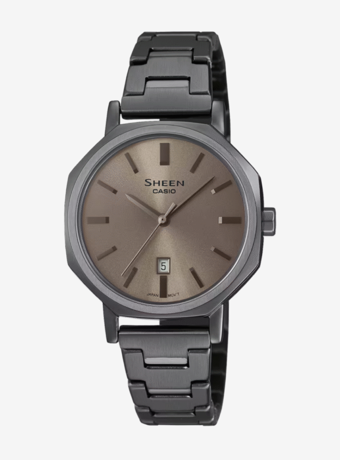 Montre Classique Casio Sheen SHE-4554GY - Design Raffiné avec Verre Saphir et Boucle Déployante - Verre Saphir