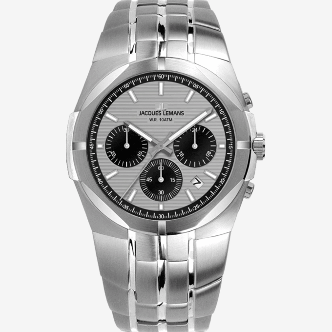 Montre Jacques Lemans 1-2181F - Élégante Montre de Sport pour Hommes avec Chronographe et Étanchéité 10 ATM - Verre Saphir