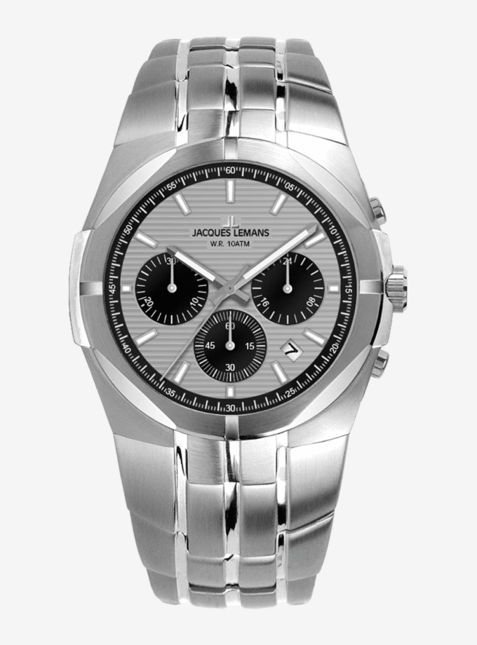 Montre Jacques Lemans 1-2181F - Élégante Montre de Sport pour Hommes avec Chronographe et Étanchéité 10 ATM - Verre Saphir