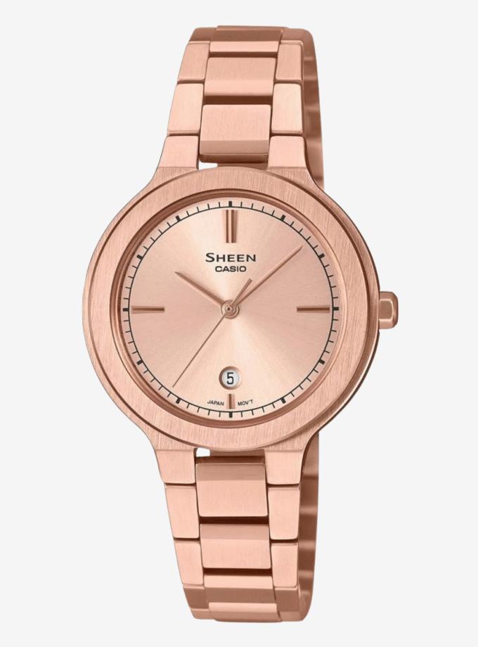 Montre Casio avec Boîtier en Acier Inoxydable et Bracelet en Acier Ionisé Or Rose - Résistance à l'Eau de 50 Mètres - Verre Saphir