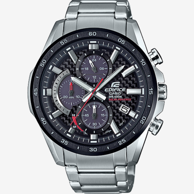 Montre Homme CASIO EDIFICE - Chronographe Solaire - EQS-900DB-1AVUDF - Résistance à l'eau de 100 mètres - Gris