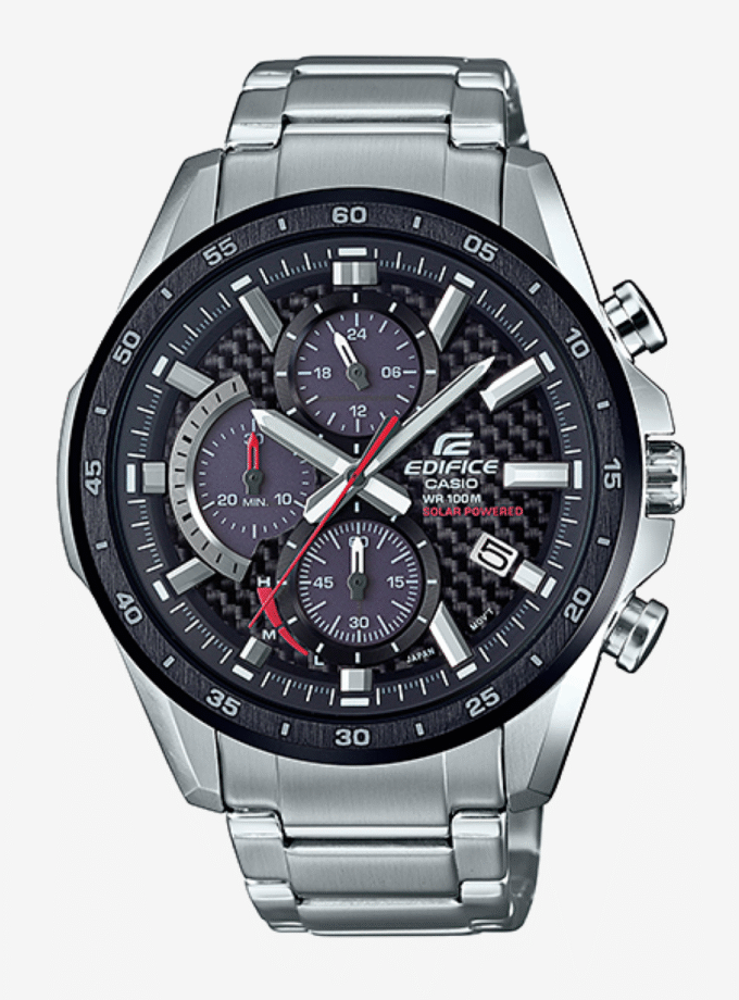 Montre Homme CASIO EDIFICE - Chronographe Solaire - EQS-900DB-1AVUDF - Résistance à l'eau de 100 mètres - Gris