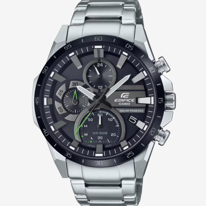 Montre Casio EQS-940DB-1AVUDF - Montre Solaire Sportive avec Chronographe et Résistance à l'Eau de 100 Mètres