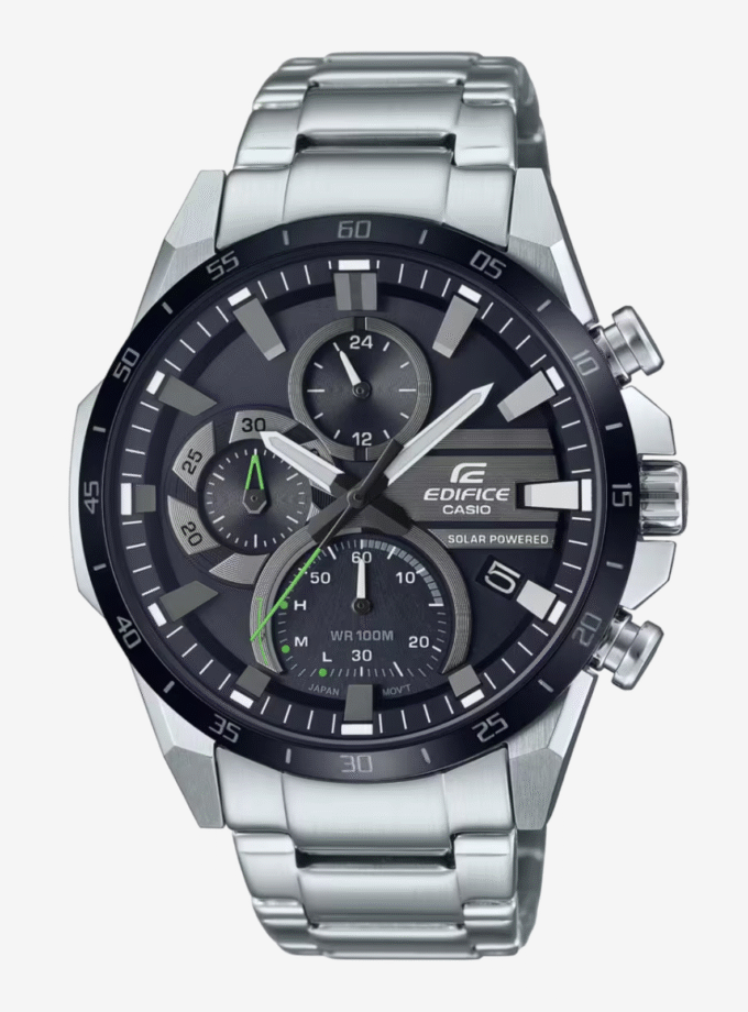 Montre Casio EQS-940DB-1AVUDF - Montre Solaire Sportive avec Chronographe et Résistance à l'Eau de 100 Mètres