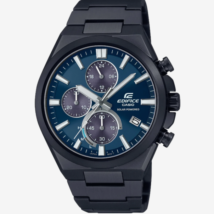 Montre Chronographe Casio Edifice Eqs-950Dc-2Avdf Pour Homme En Acier Inoxydable À Énergie Solaire