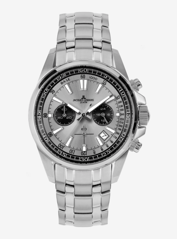 Montre Jacques Lemans 1-2117ZA - Montre Sportive pour Hommes avec Chronographe et Résistance à l'Eau de 200 Mètres - Verre Saphir