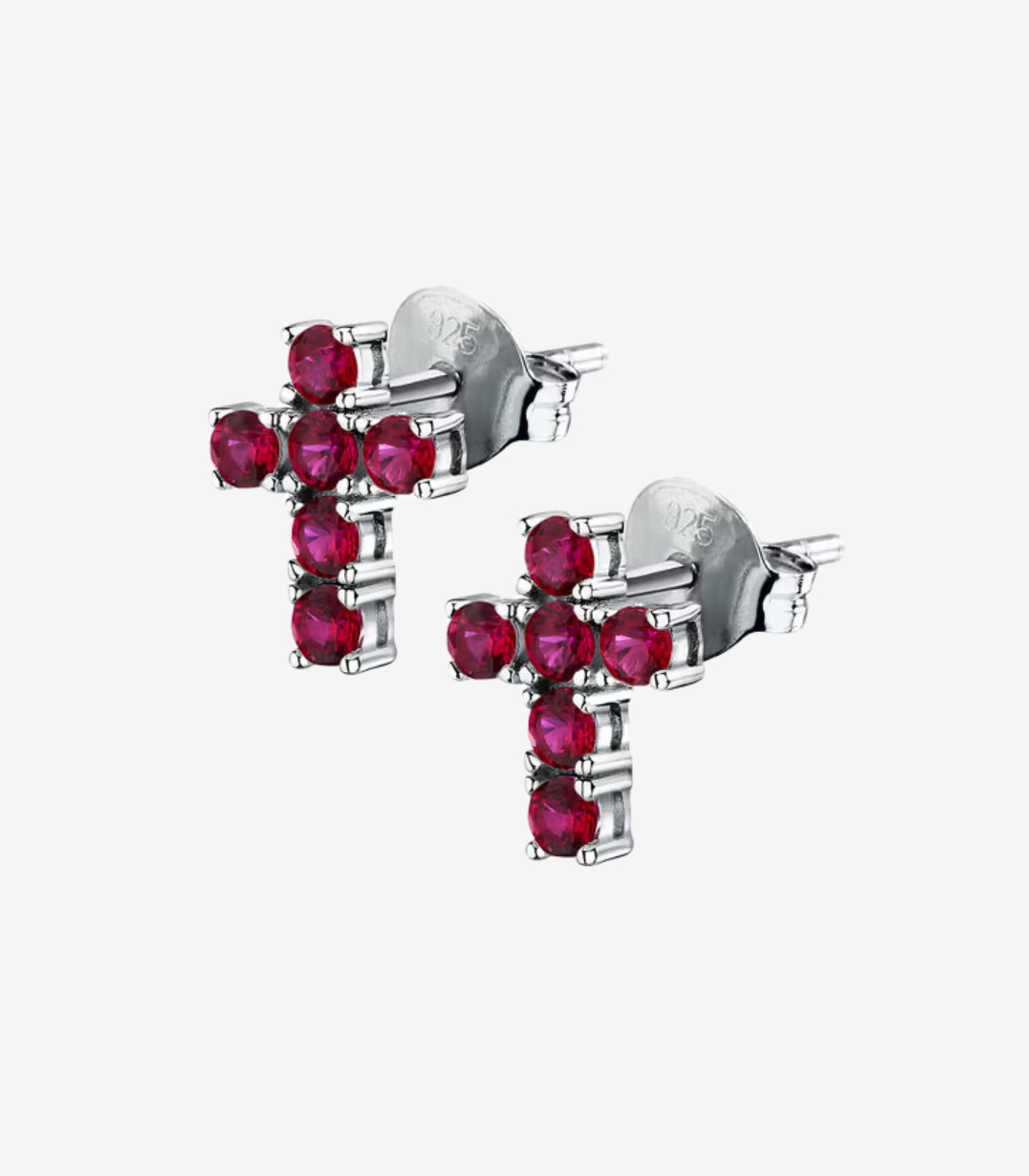 Morellato SAIW220 - Boucles d'Oreilles en Argent Recyclé avec Pierre Zircon Rouge et Symbole de Croix