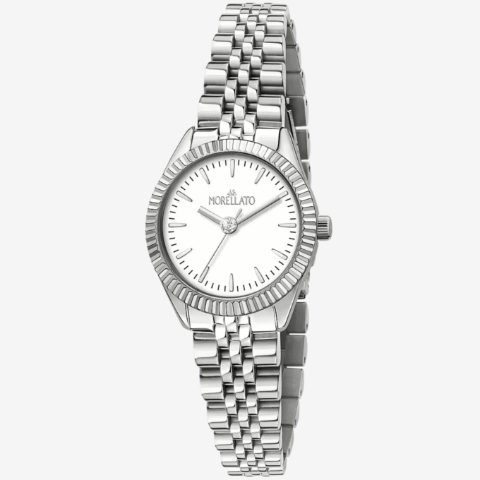 Montre Femme Morellato Magia – R0153165520 – Boîtier Acier Inox 28 mm Argenté – Cadran Blanc – Bracelet Métal Argenté – Mouvement Quartz – Résistante à l'Eau 3 ATM – Garantie 2 Ans – Emballage Original Morellato.