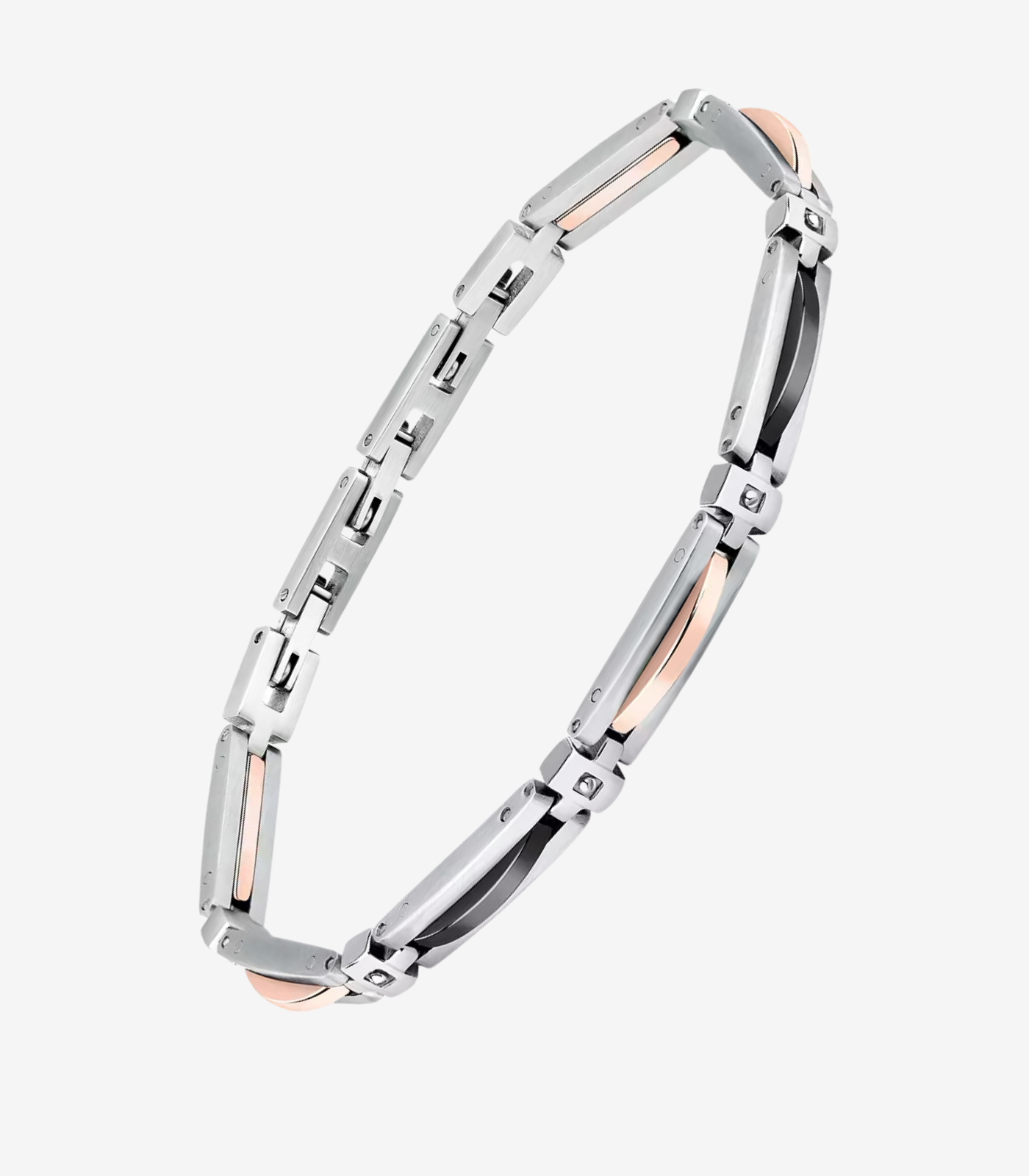 Bracelet Sector SAFR43 en Argent, Noir et Or Rose - Design Contemporain pour Homme – Image 3