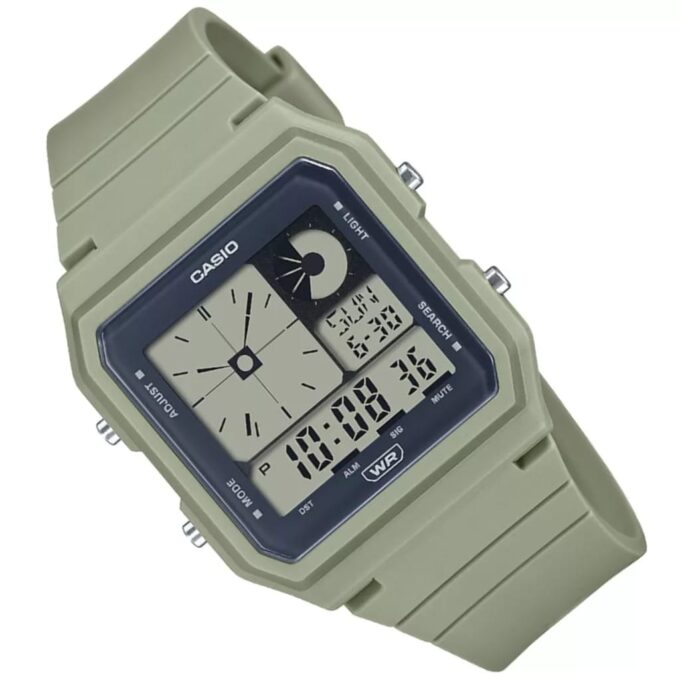Casio LF-20W-3ADF - Montre Écologique avec Bandes en Résine Bio et Fonctionnalités Pratiques - Éclairage LED et Alarme
