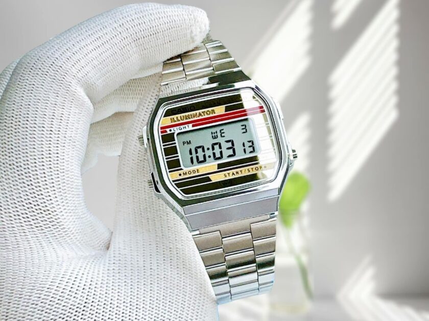 montre classique homme casio a168weha 9adf digital, acier inoxydable, bracelet argenté, affichage led, Étanche, référence a168weha 9adf