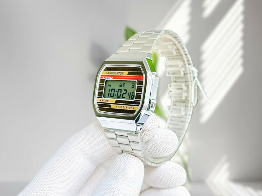 montre classique homme casio a168weha 9adf digital, acier inoxydable, bracelet argenté, affichage led, Étanche, référence a168weha 9adf