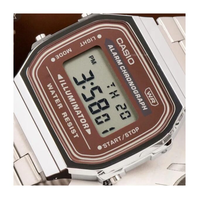 Montre Classique Homme Casio A168WA-5AYDF - Bracelet Acier Inoxydable, Affichage Digital, Rétroéclairage LED, Étanche - Argent - Référence A168WA-5AYDF