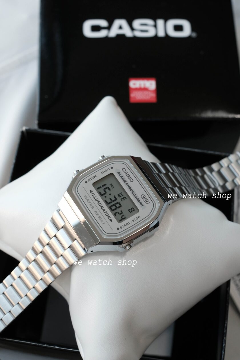 montre classique homme casio a168wa 8aydf bracelet acier inoxydable, affichage digital, Étanche, style vintage argent référence a168wa 8aydf